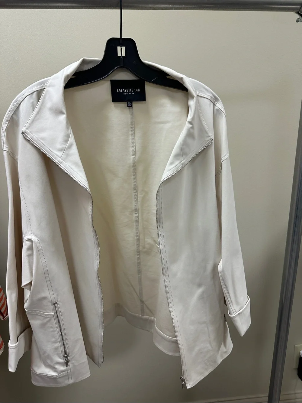 Lafayette 148 New York Off-White Utility Zip Jacket